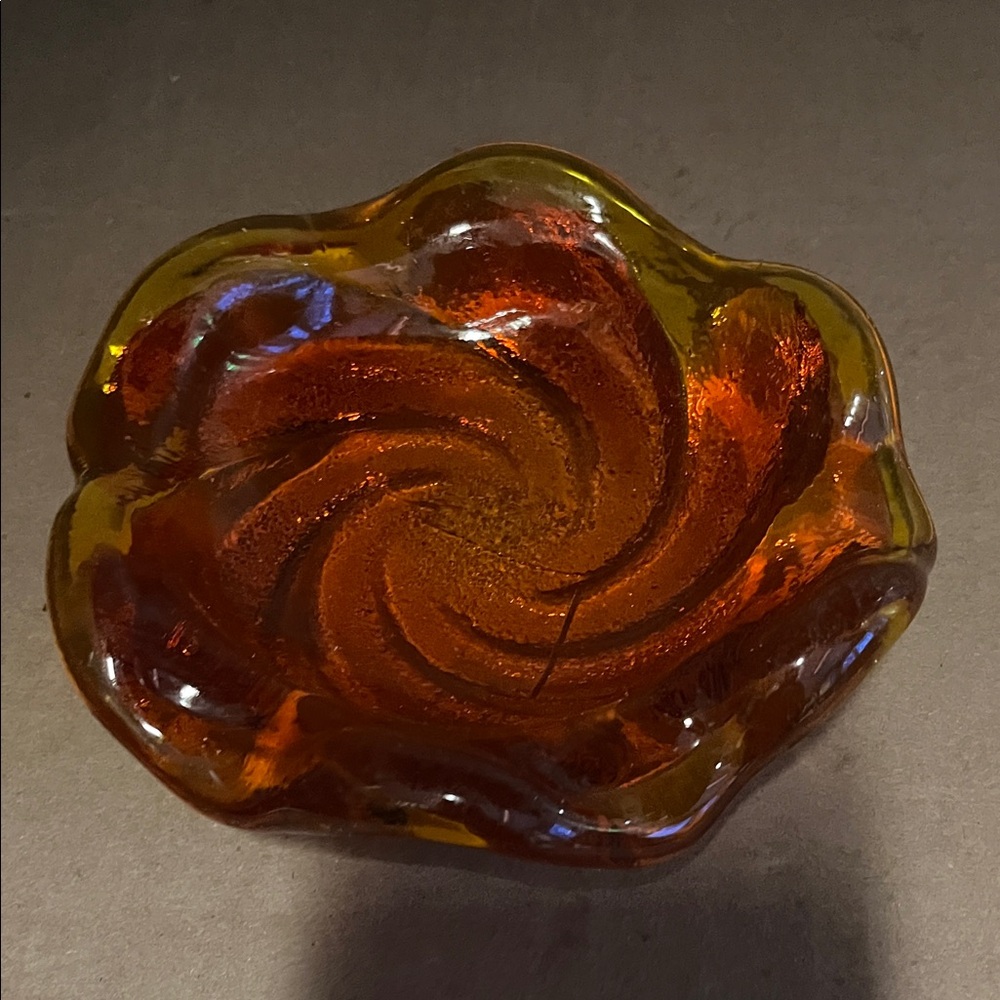 Amber Glass Swirl Bowl